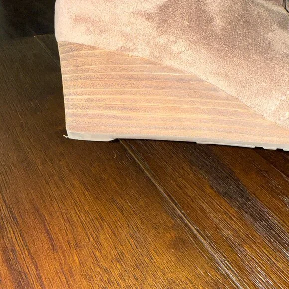 Dr Scholls Boots Womens 8W MED Dakota Wedge Ankle Booties Brown Fabric Lace Up - Picture 7 of 15